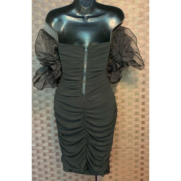 Women's Puffed Sleeve Bodycon Dress- Size Large - Picture 6 of 6